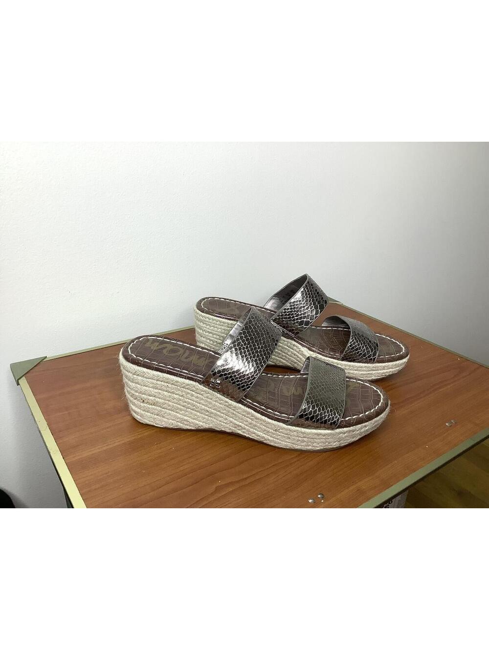 < Sam Edelman Rubie Metallic Espadrille Wedge Sandals > - Picture 2 of 6